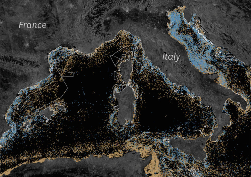 Présence de navires de pêche industrielle dans le Nord-Ouest de la Mer Méditerranée